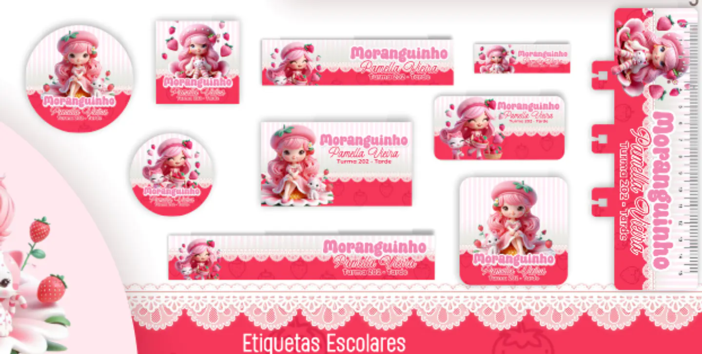 Arquivo Etiquetas Escolar Moranguinho 1