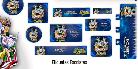 Arquivo Etiquetas Escolar Cavaleiro dos Zodiaco