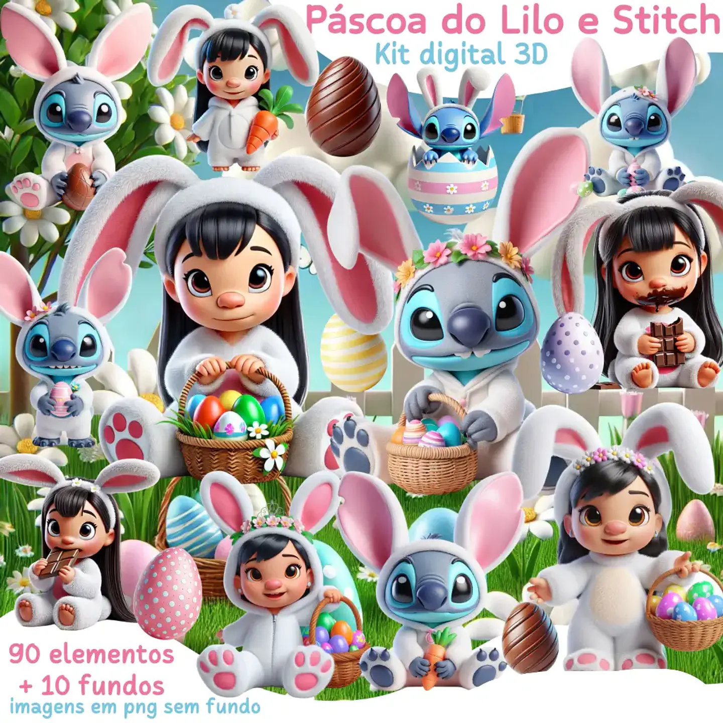 Kit Digital Páscoa da Lilo e Stitch 1