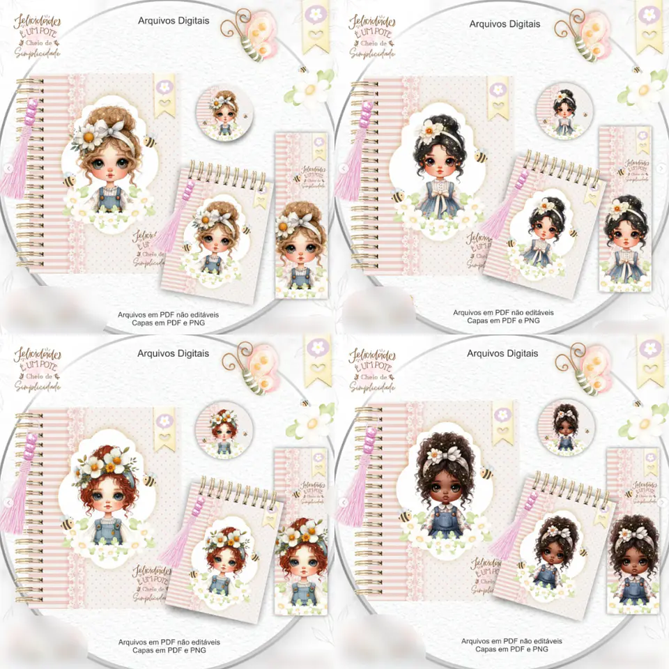 Arquivo Encadernação Combo Felicidade Menina Floral - crys arts 1
