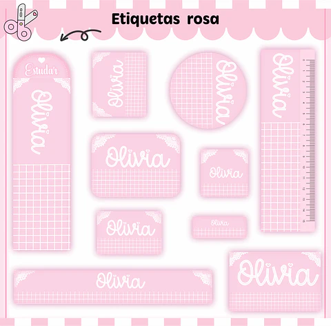 Arquivo Etiquetas Escolares Rosa Neutro