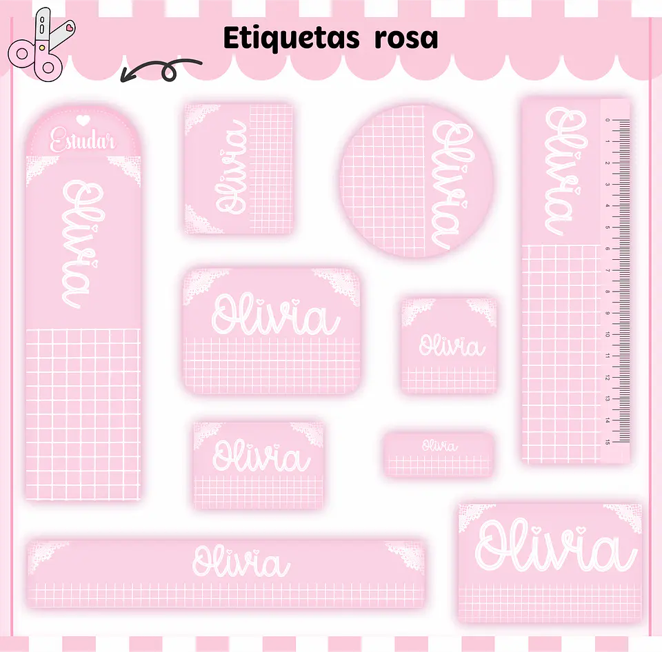 Arquivo Etiquetas Escolares Rosa Neutro 1