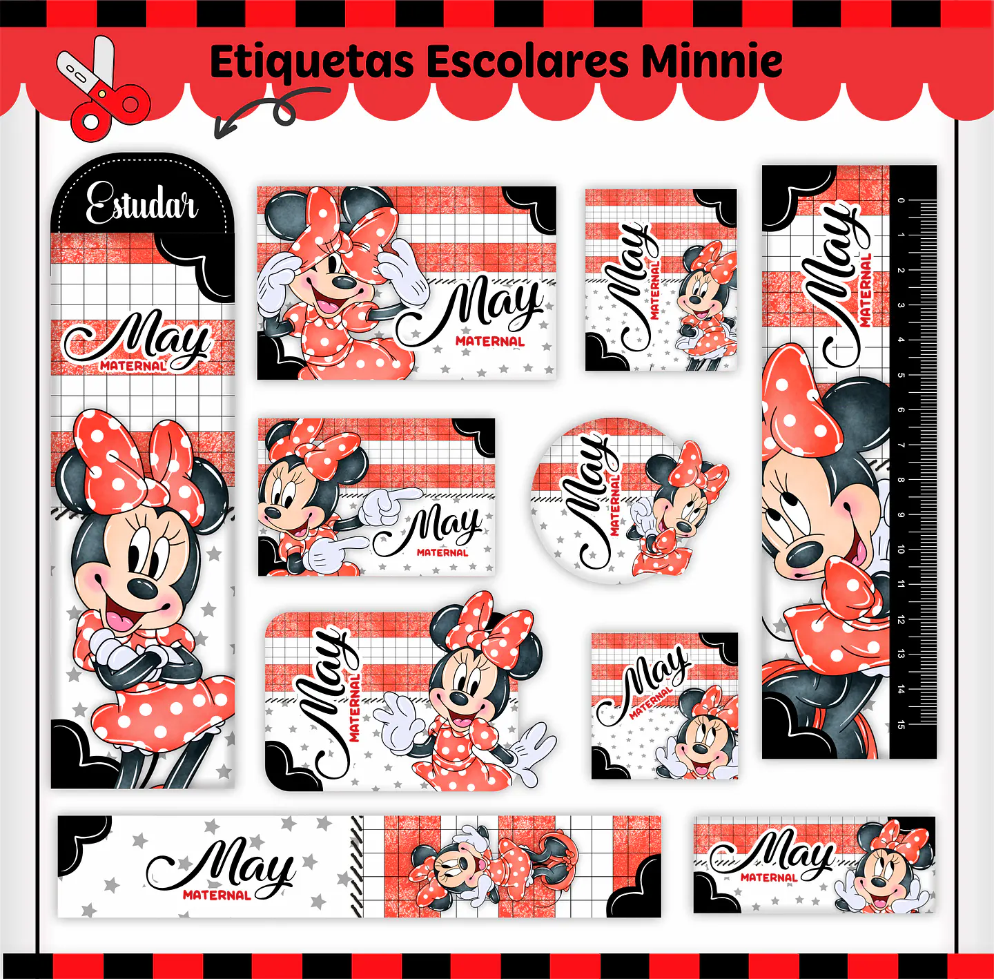 Arquivo Etiqueta Escolar Minnie 1