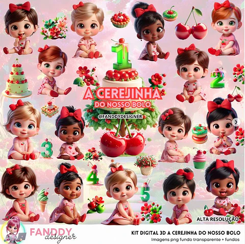 Kit Digital Cerejinha do Bolo -  Fanddy