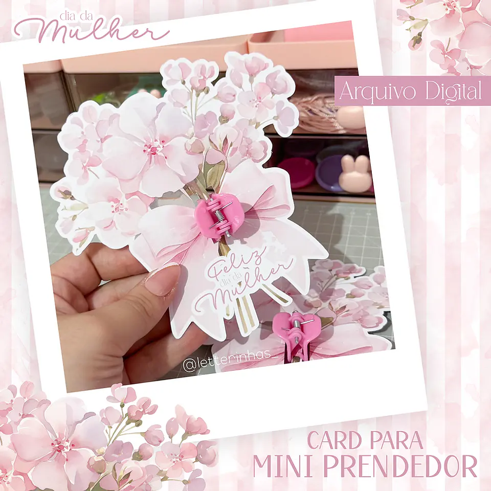Arquivo Dia da Mulher Card Presilha Piranha - LETTERINHAS 1