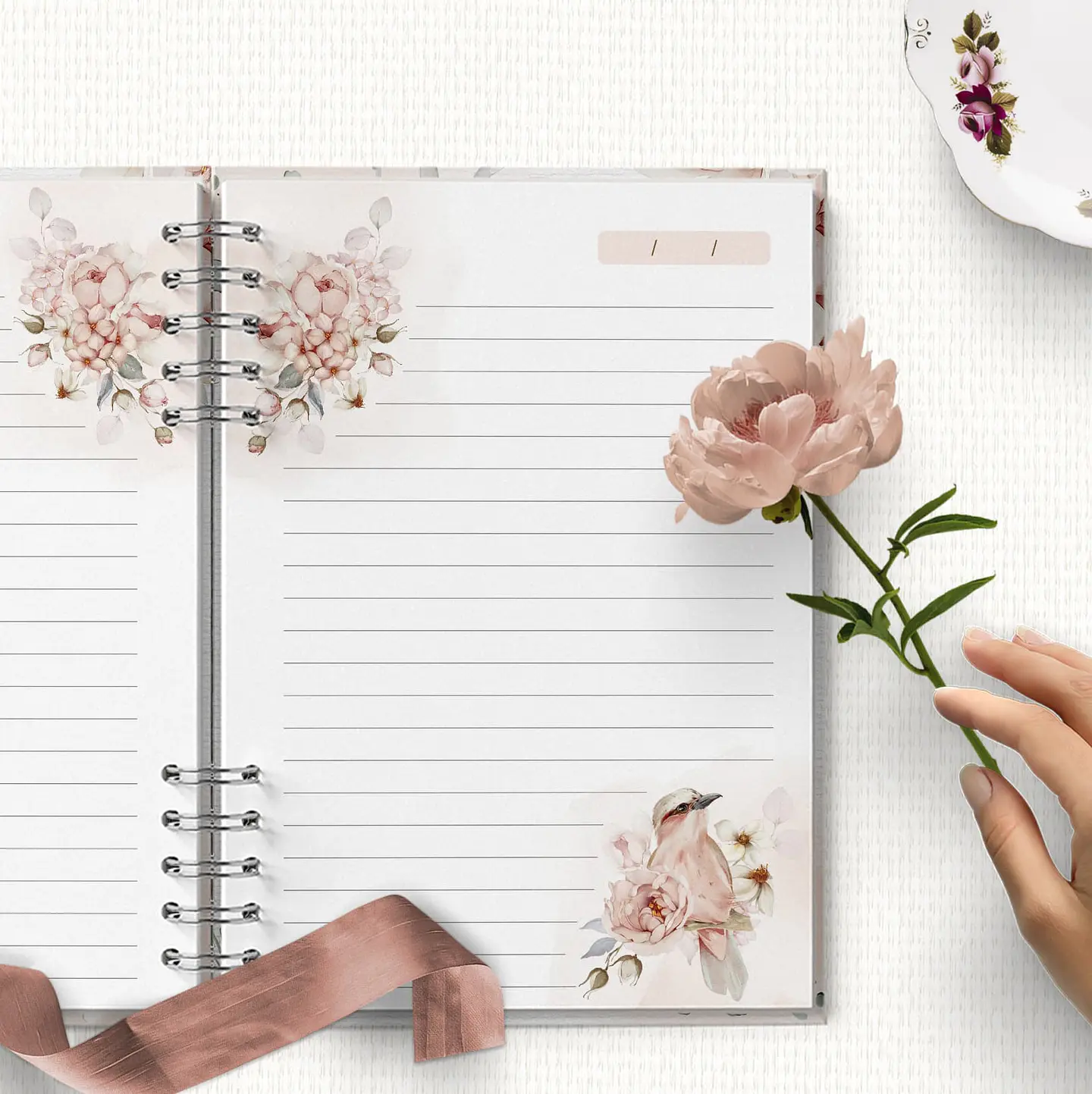 Arquivo Encadernação Coleção Refúgio Floral Rosa - Bicho Papel 8