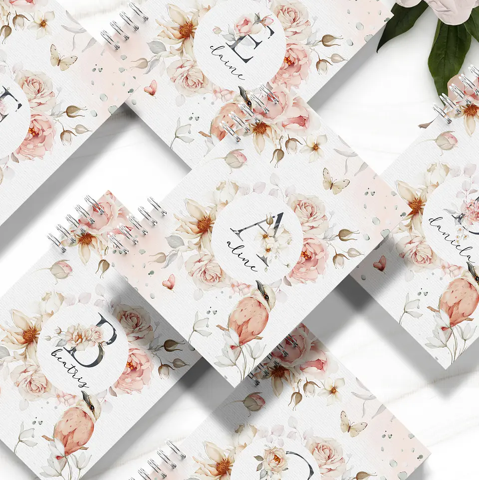 Arquivo Encadernação Coleção Refúgio Floral Rosa - Bicho Papel 1