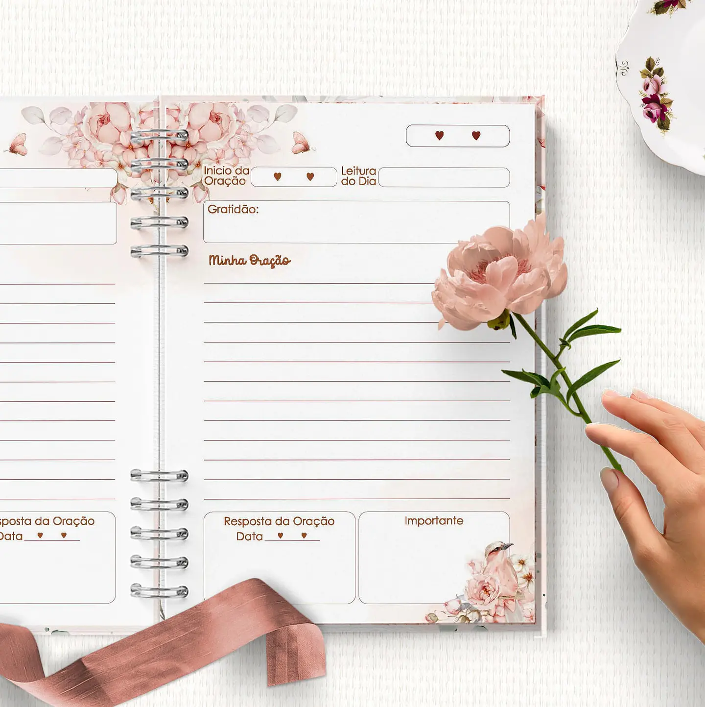 Arquivo Encadernação Coleção Refúgio Floral Rosa - Bicho Papel 11