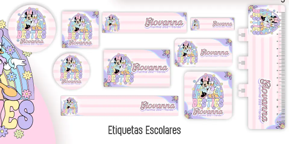 Arquivo Etiqueta Escolar Minnie e Margarida 1