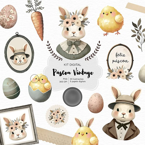Kit Digital Páscoa Vintage - ESTUDIO 812