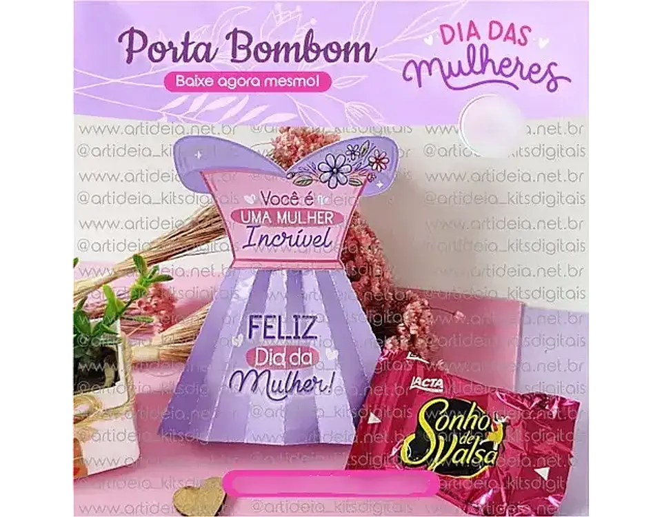 Arquivo Dia da Mulher Porta Bombom Vestido - art ideia 1