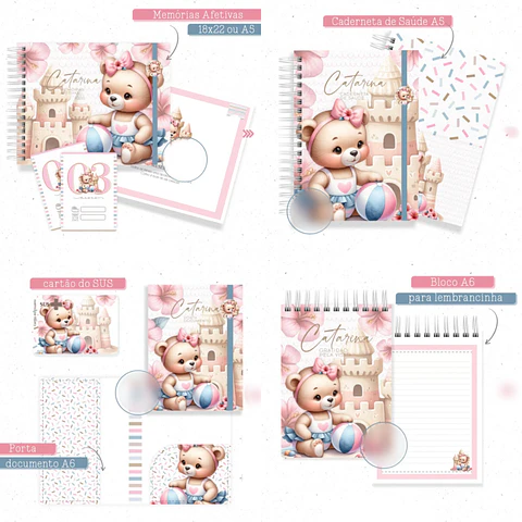 Arquivo Encadernação Baby Beach Ursinha Pool Party - criativa afetiva
