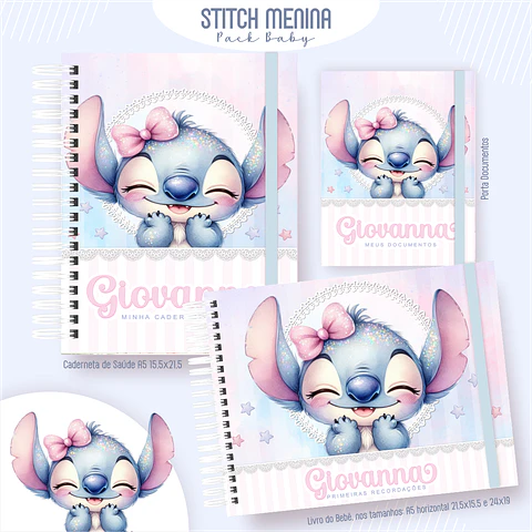 Arquivo Encadernação Baby Stitch Menina - Pamella