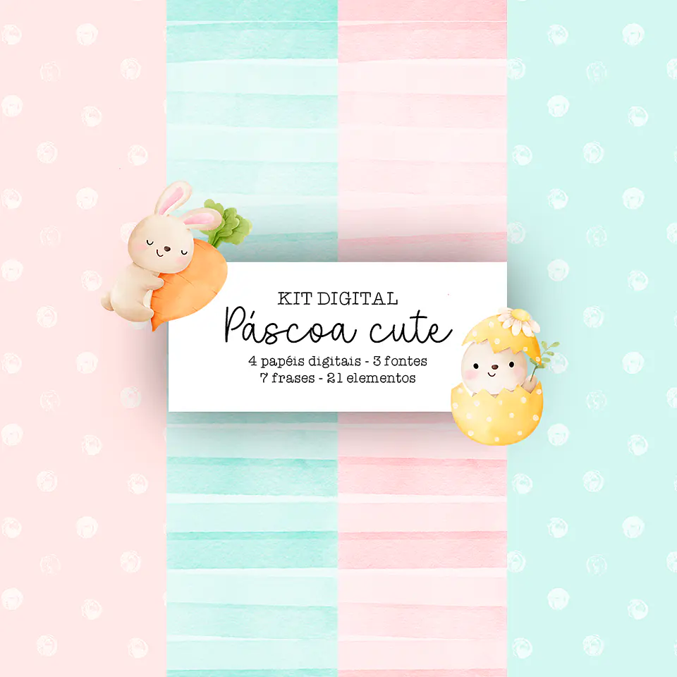 Kit Digital Páscoa Cute Aquarela - VE MORAES 1