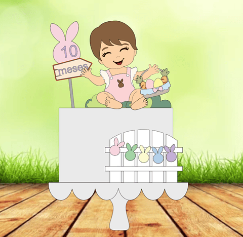 Arquivo de Corte Páscoa Bebê com cestas de ovos