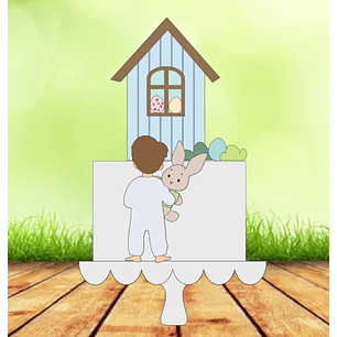 Arquivo de Corte Páscoa Menino de costas com coelho