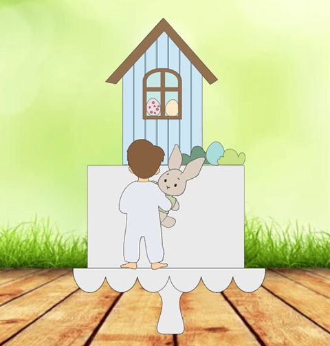 Arquivo de Corte Páscoa Menino de costas com coelho