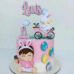 Arquivo de Corte Páscoa menina com coelho de bike