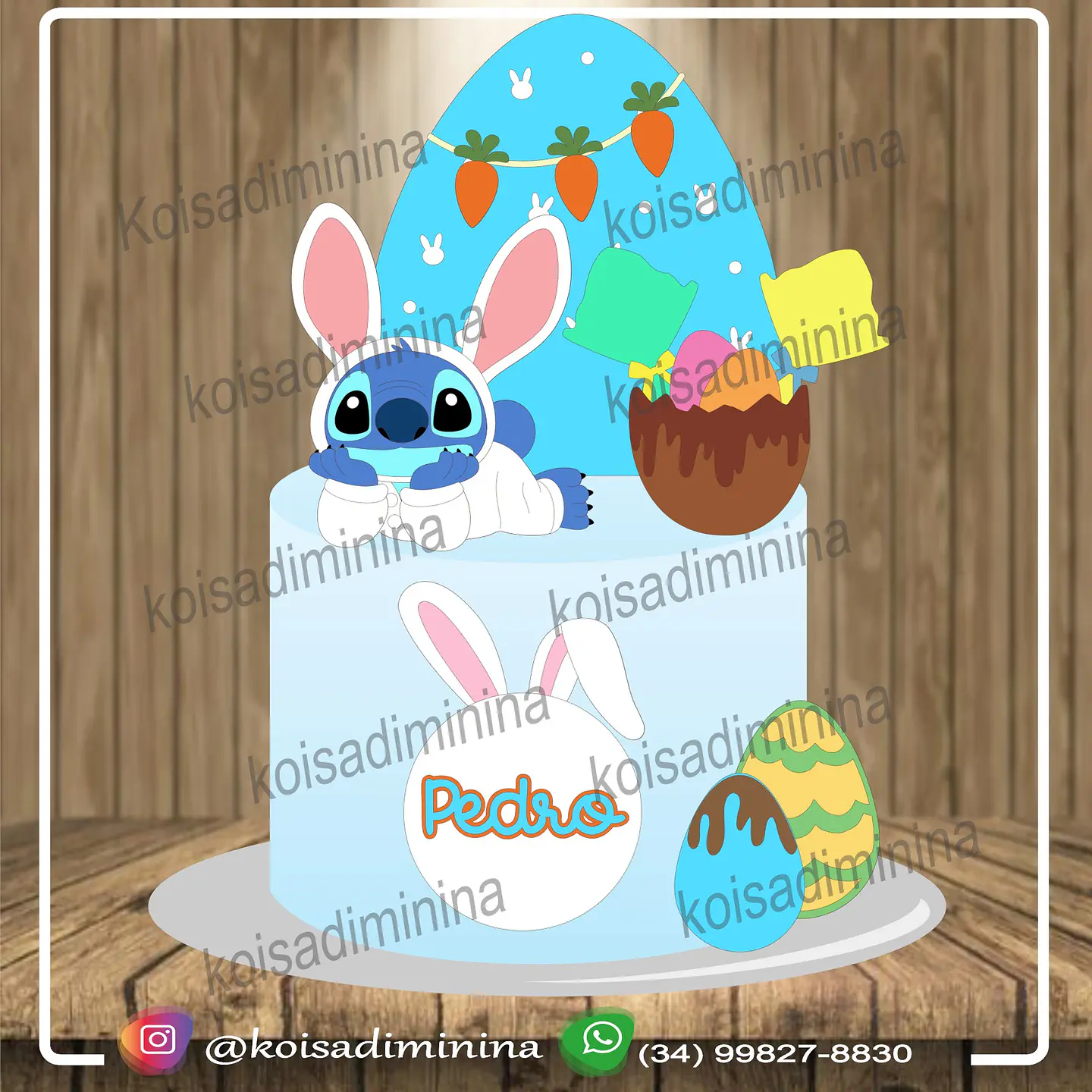 Arquivo de Corte Páscoa Stitch com fantasia de coelho 1
