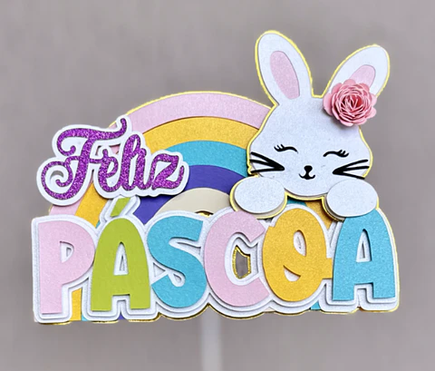 Arquivo de Corte Páscoa Feliz páscoa coelhinha arco iris 
