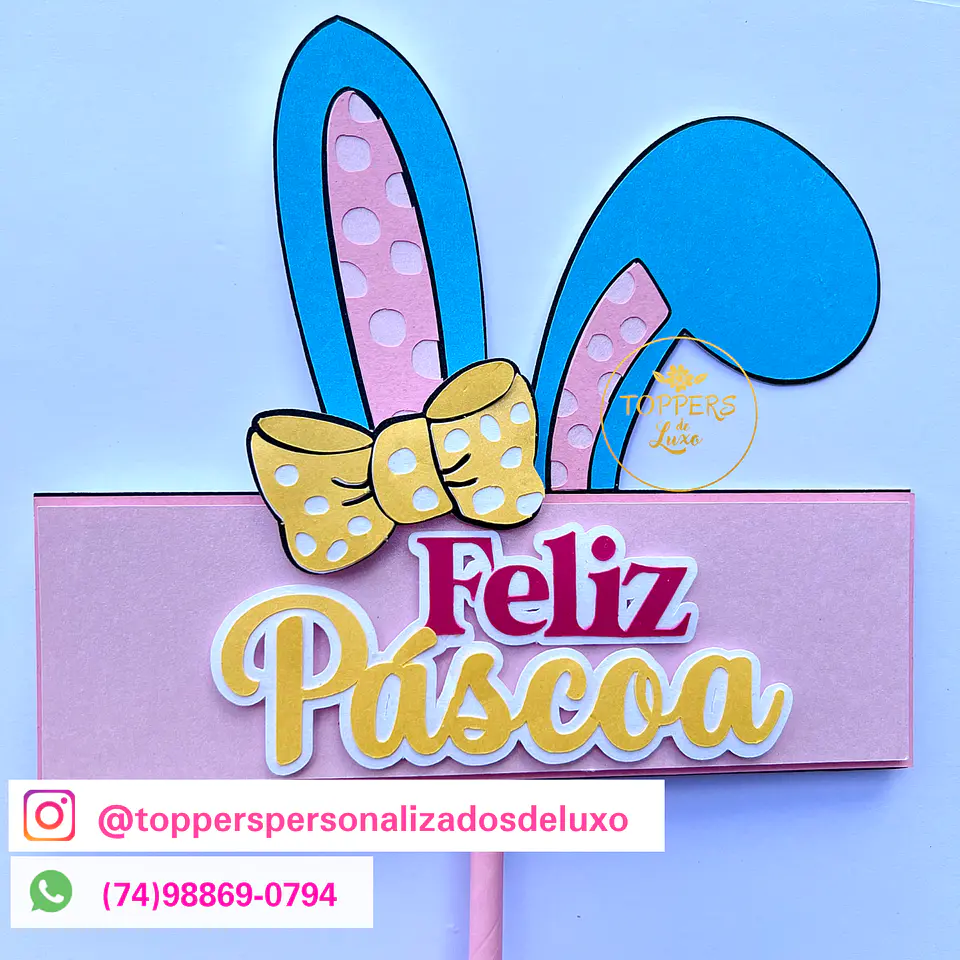 Arquivo de Corte Páscoa Feliz Páscoa Orelhinhas com laço 1