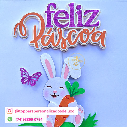 Arquivo de Corte Páscoa Feliz Páscoa Coelhinho com cenoura