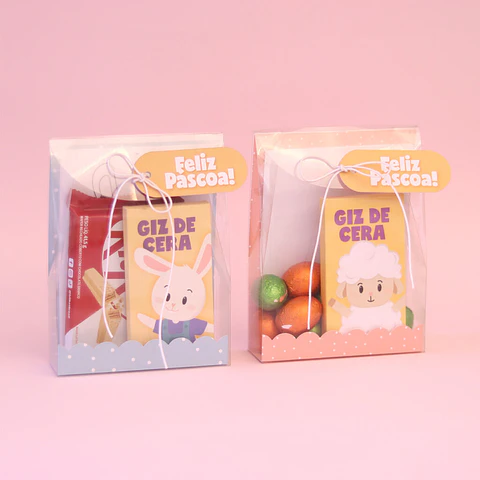 Arquivo Duo Bolsinhas com Kit para Colorir Coelho e Cordeiro de Páscoa - NILMARA