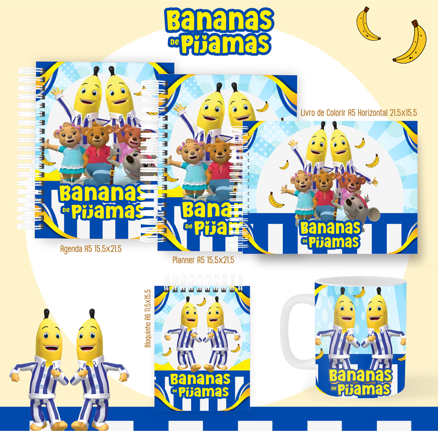 Arquivo encadernação Bananas de pijamas + livro de colorir - PAMELLA 1