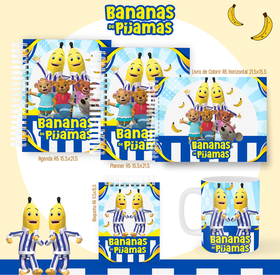 Arquivo encadernação Bananas de pijamas + livro de colorir - PAMELLA 1