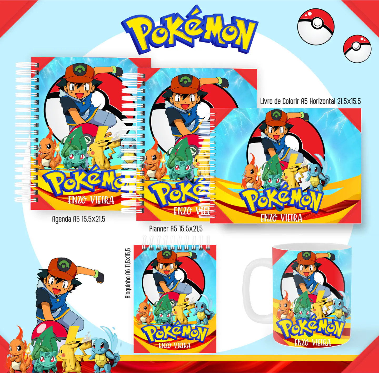 Arquivo encadernação Pokémon + livro de colorir - PAMELLA 1