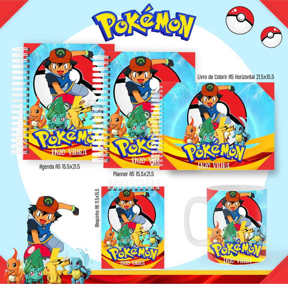 Arquivo encadernação Pokémon + livro de colorir - PAMELLA 1