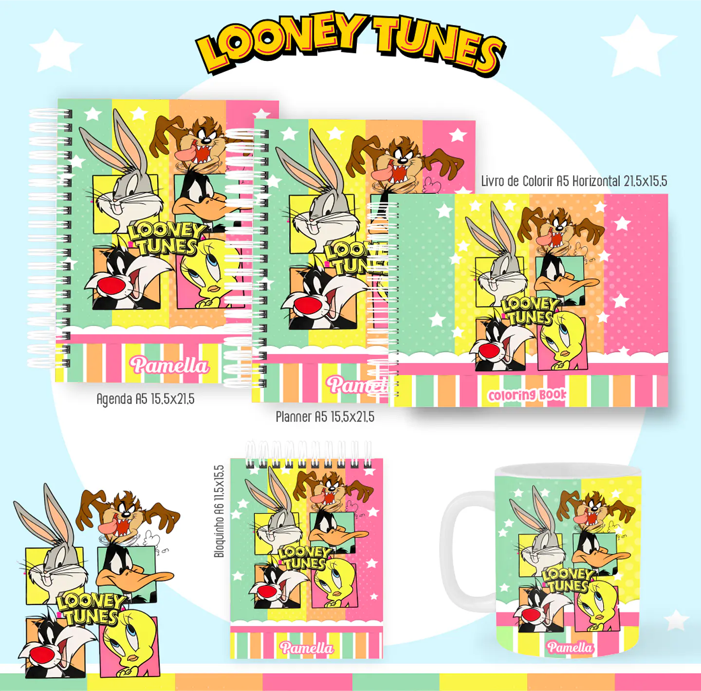 Arquivo encadernação Looney Tunes + livro de colorir - PAMELLA 1