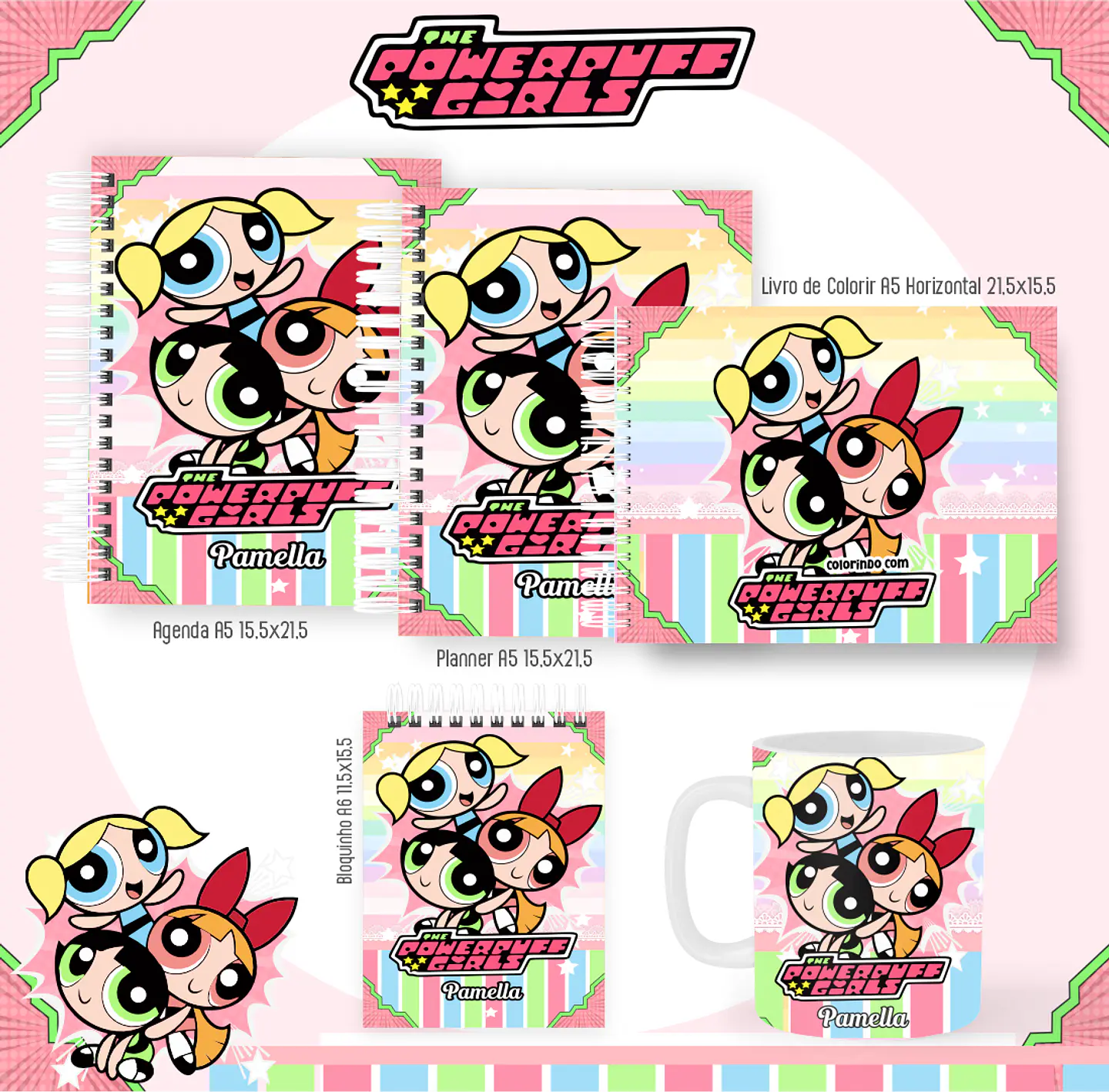 Arquivo encadernação Meninas superpoderosas + livro de colorir - PAMELLA 1