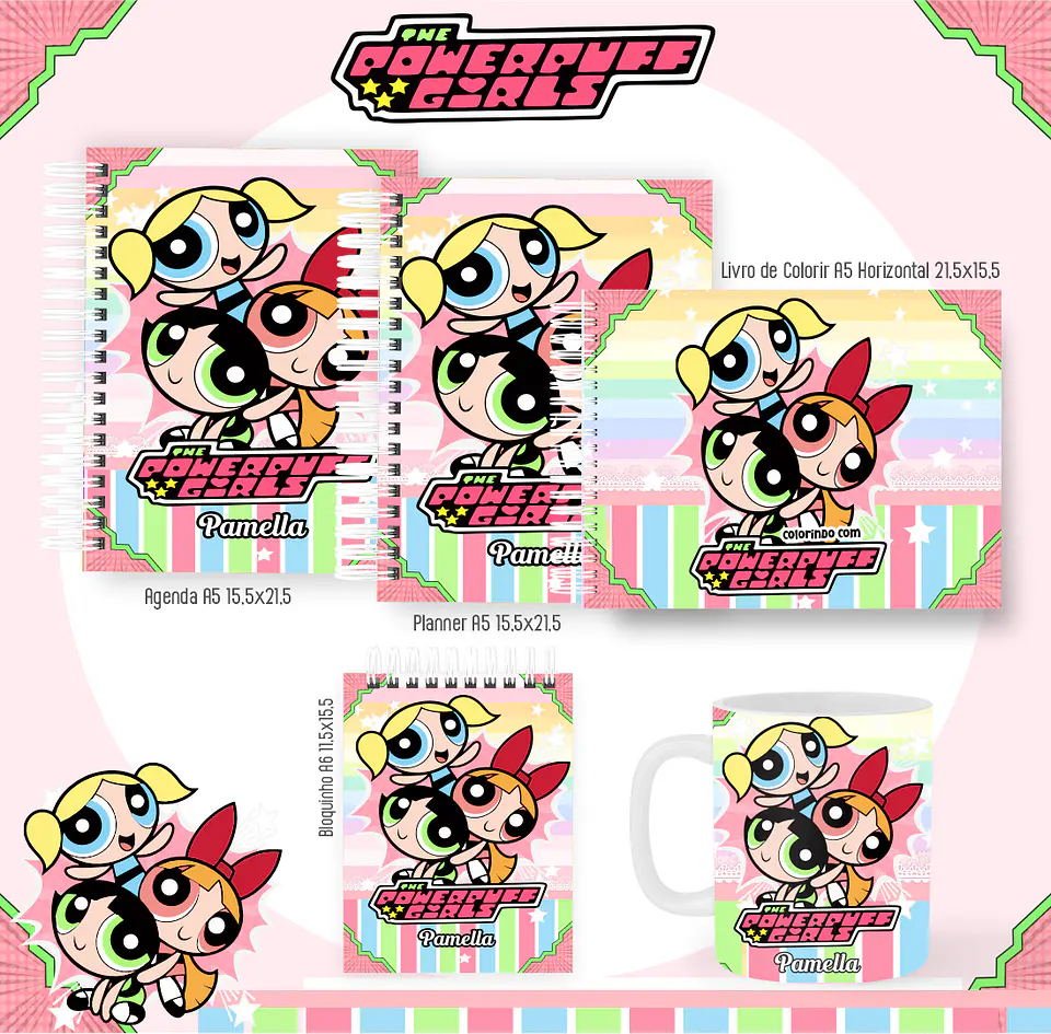 Arquivo encadernação Meninas superpoderosas + livro de colorir - PAMELLA 1
