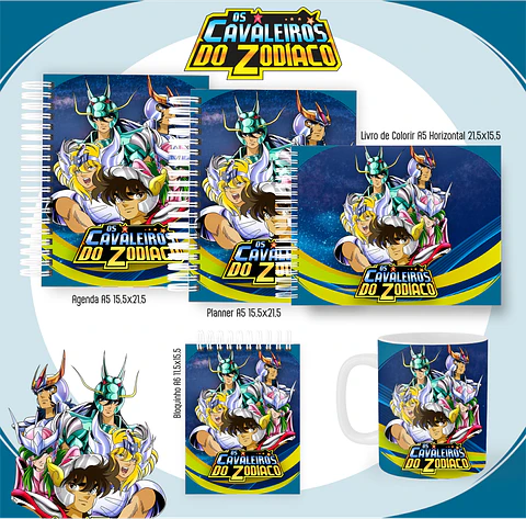 Arquivo encadernação os cavaleiros do zodiaco + livro de colorir - PAMELLA