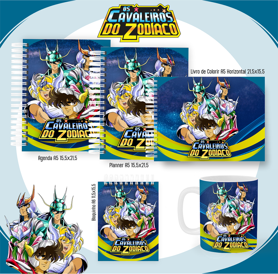 Arquivo encadernação os cavaleiros do zodiaco + livro de colorir - PAMELLA 1