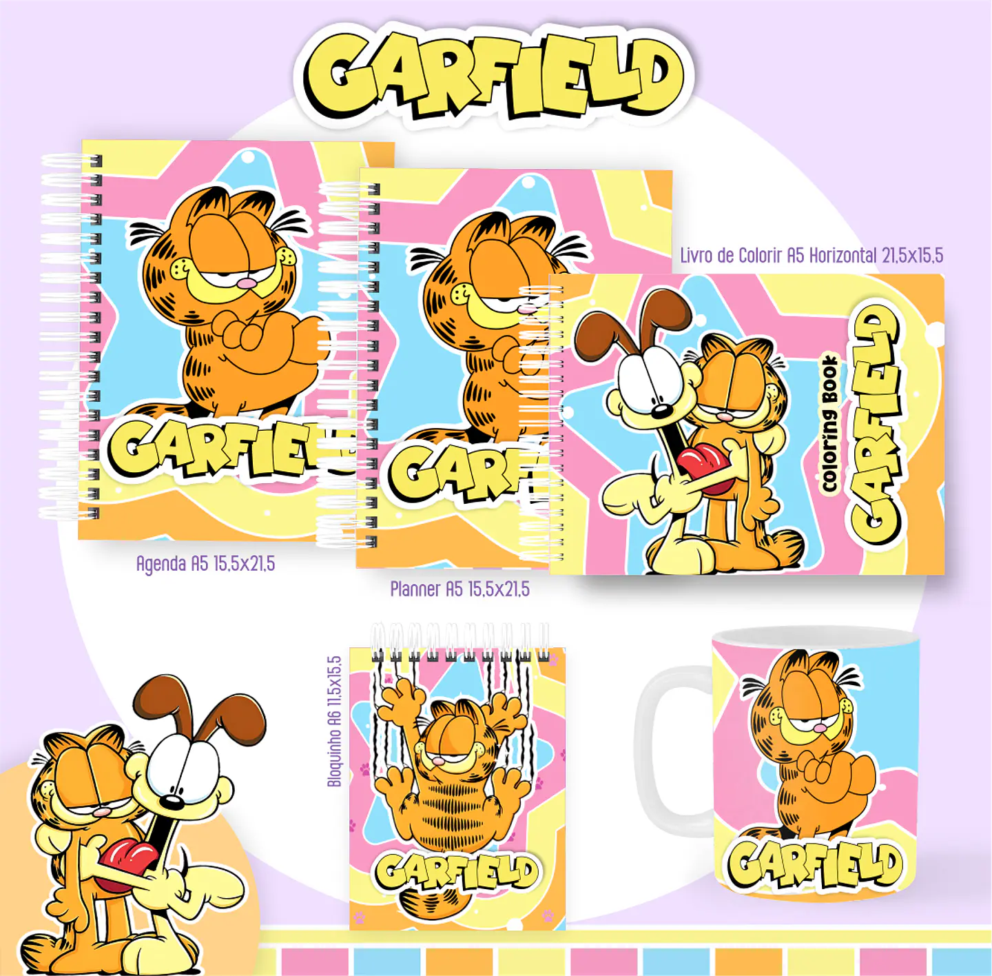 Arquivo encadernação garfield + livro de colorir - PAMELLA 1