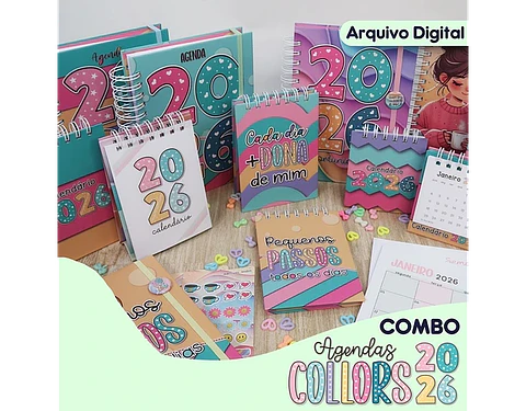 Arquivo combo agendas colors 2026 - MIMOS PERSONALIZADOS