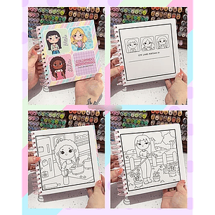 Arquivo encadernação colorindo menininhas - LETTERINHAS