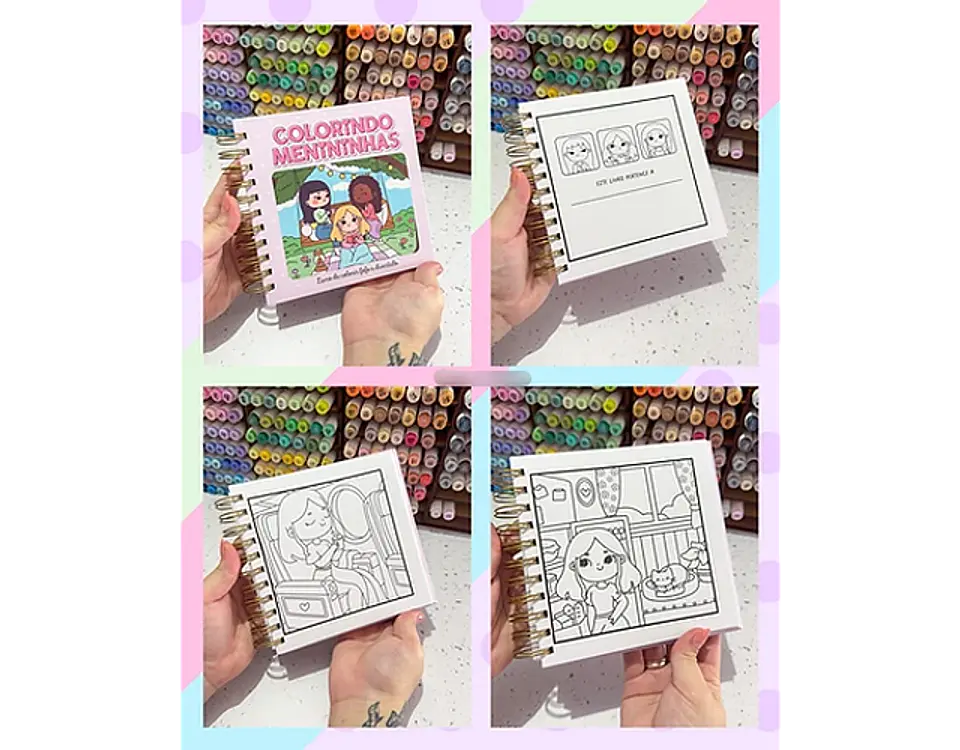 Arquivo encadernação colorindo menininhas - LETTERINHAS 3