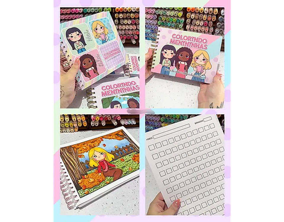 Arquivo encadernação colorindo menininhas - LETTERINHAS 4