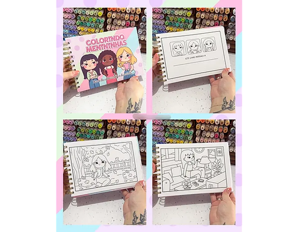 Arquivo encadernação colorindo menininhas - LETTERINHAS 6