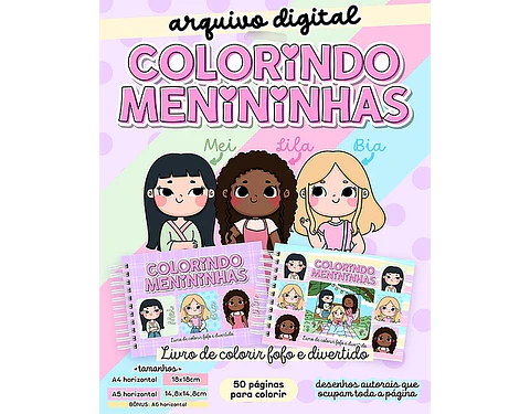 Arquivo encadernação colorindo menininhas - LETTERINHAS
