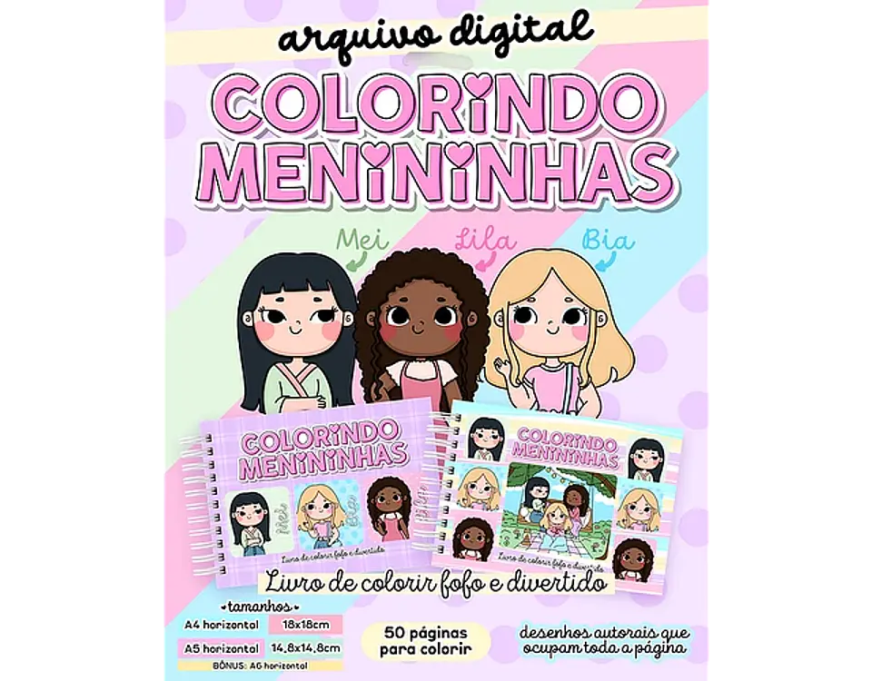 Arquivo encadernação colorindo menininhas - LETTERINHAS 1
