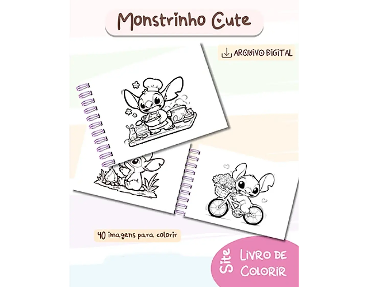 Arquivo Livro de Colorir Stitch Monstrinhos Cute V1 - bia shaina 3