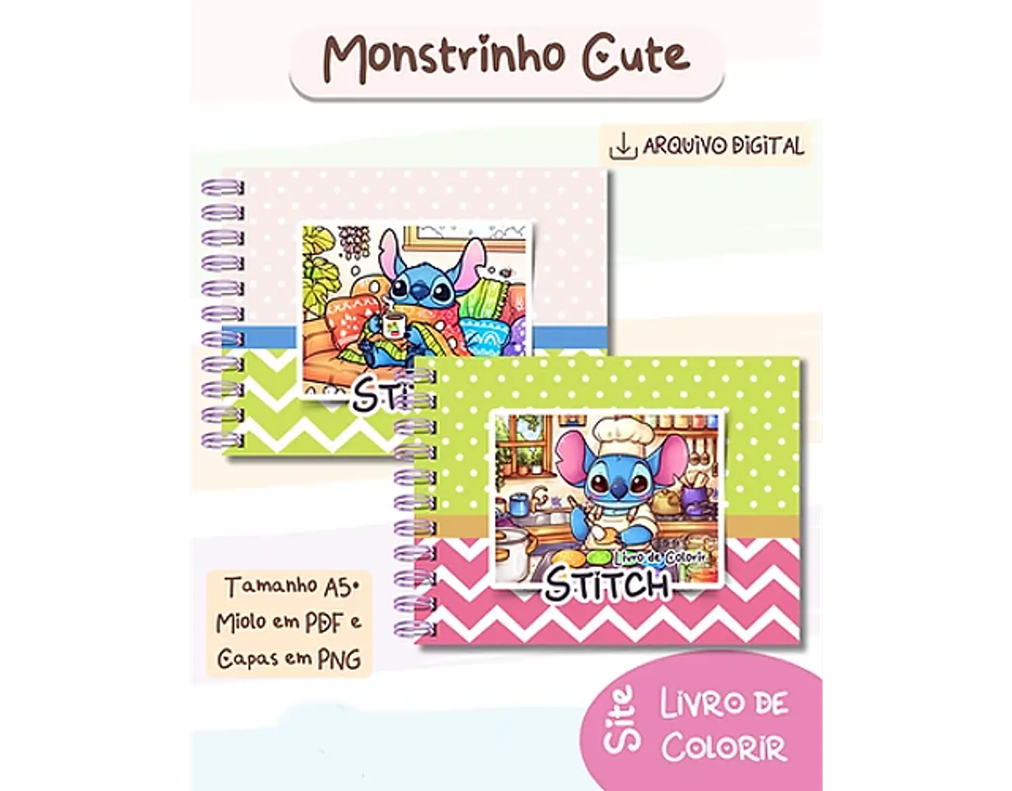 Arquivo Livro de Colorir Stitch Monstrinhos Cute V1 - bia shaina 2