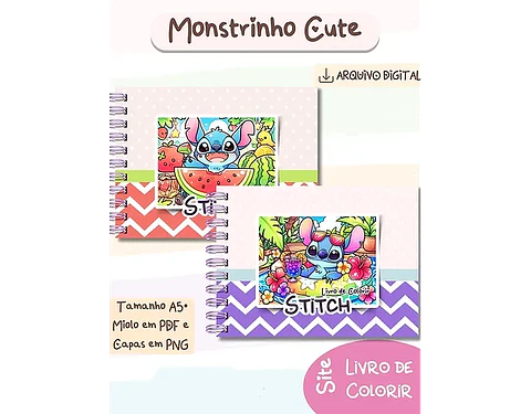 Arquivo Livro de Colorir Stitch Monstrinhos Cute V1 - bia shaina