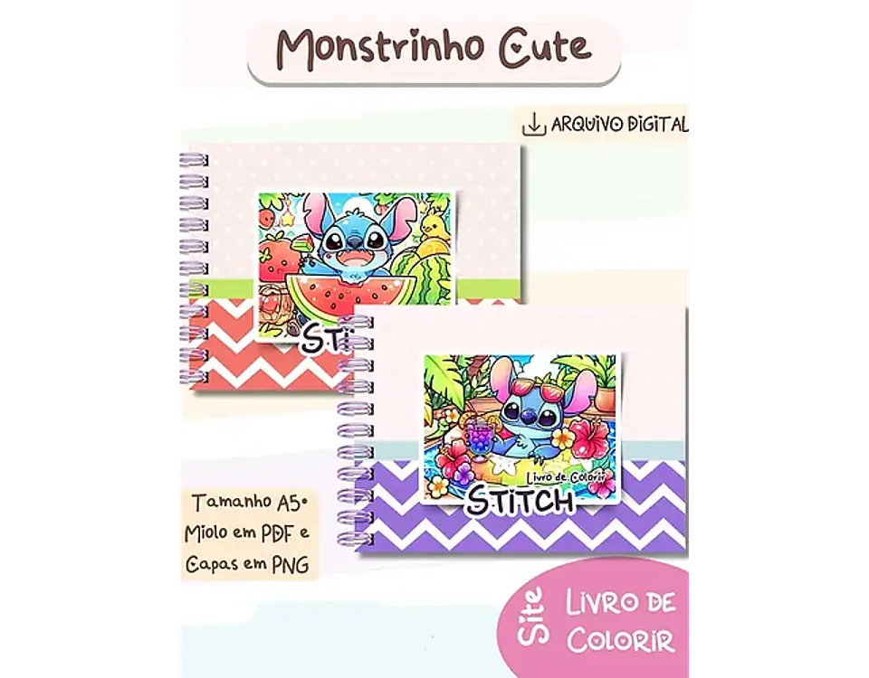 Arquivo Livro de Colorir Stitch Monstrinhos Cute V1 - bia shaina 1