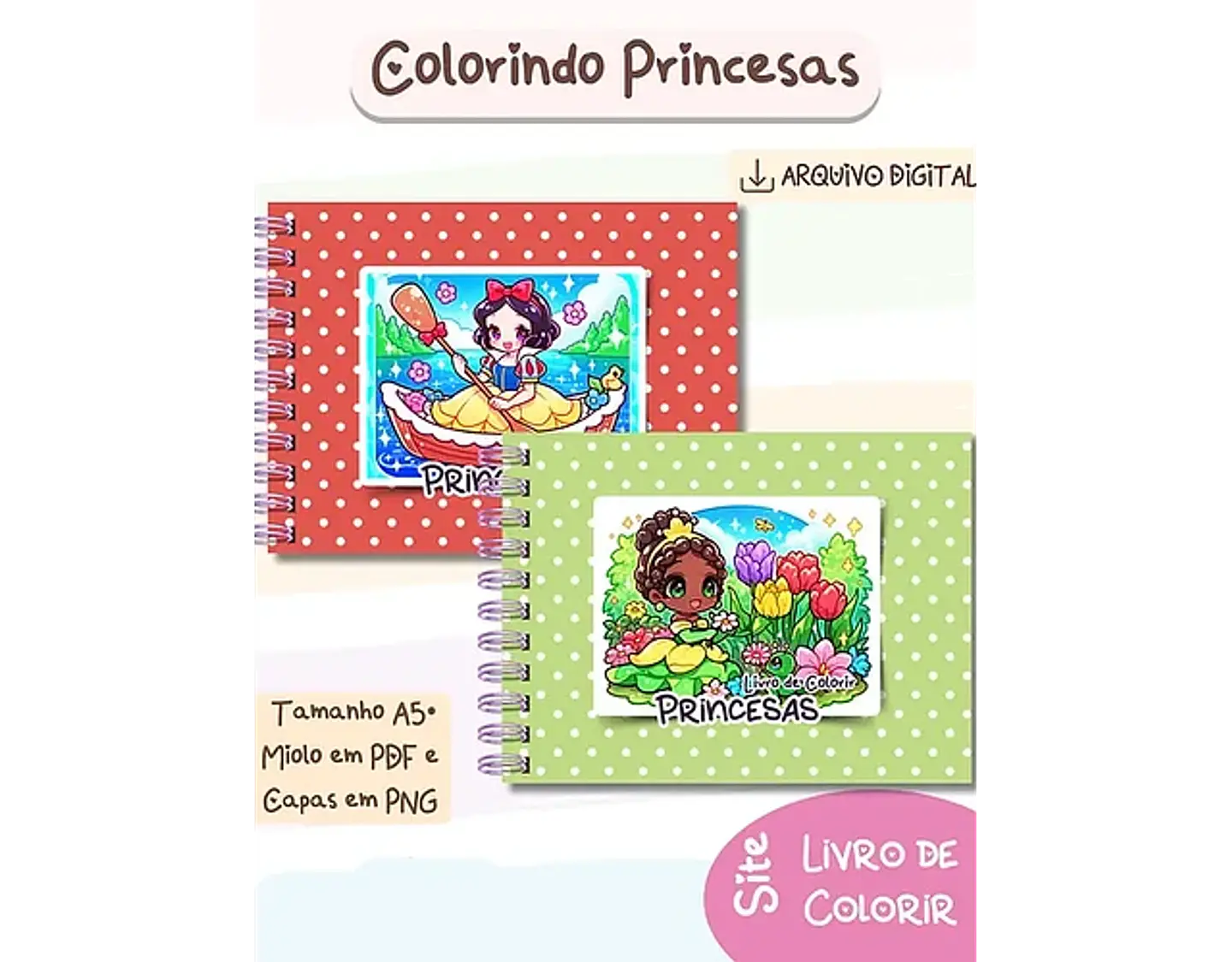 Arquivo Encadernação Livro Colorir Princesas - BSHAINA 1