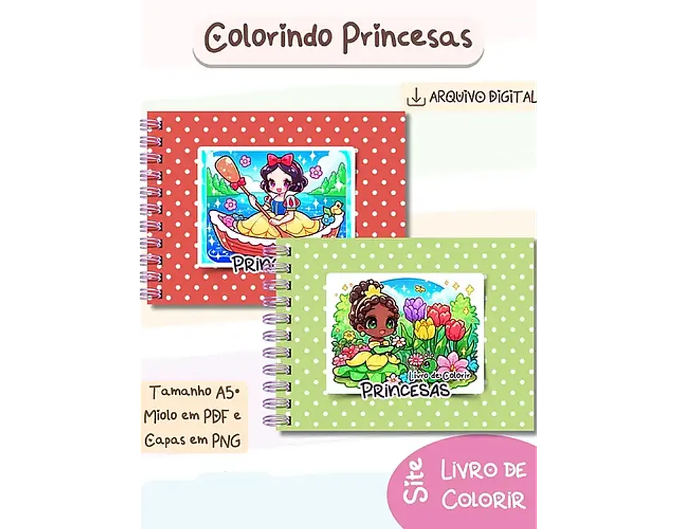 Arquivo Encadernação Livro Colorir Princesas - BSHAINA 1